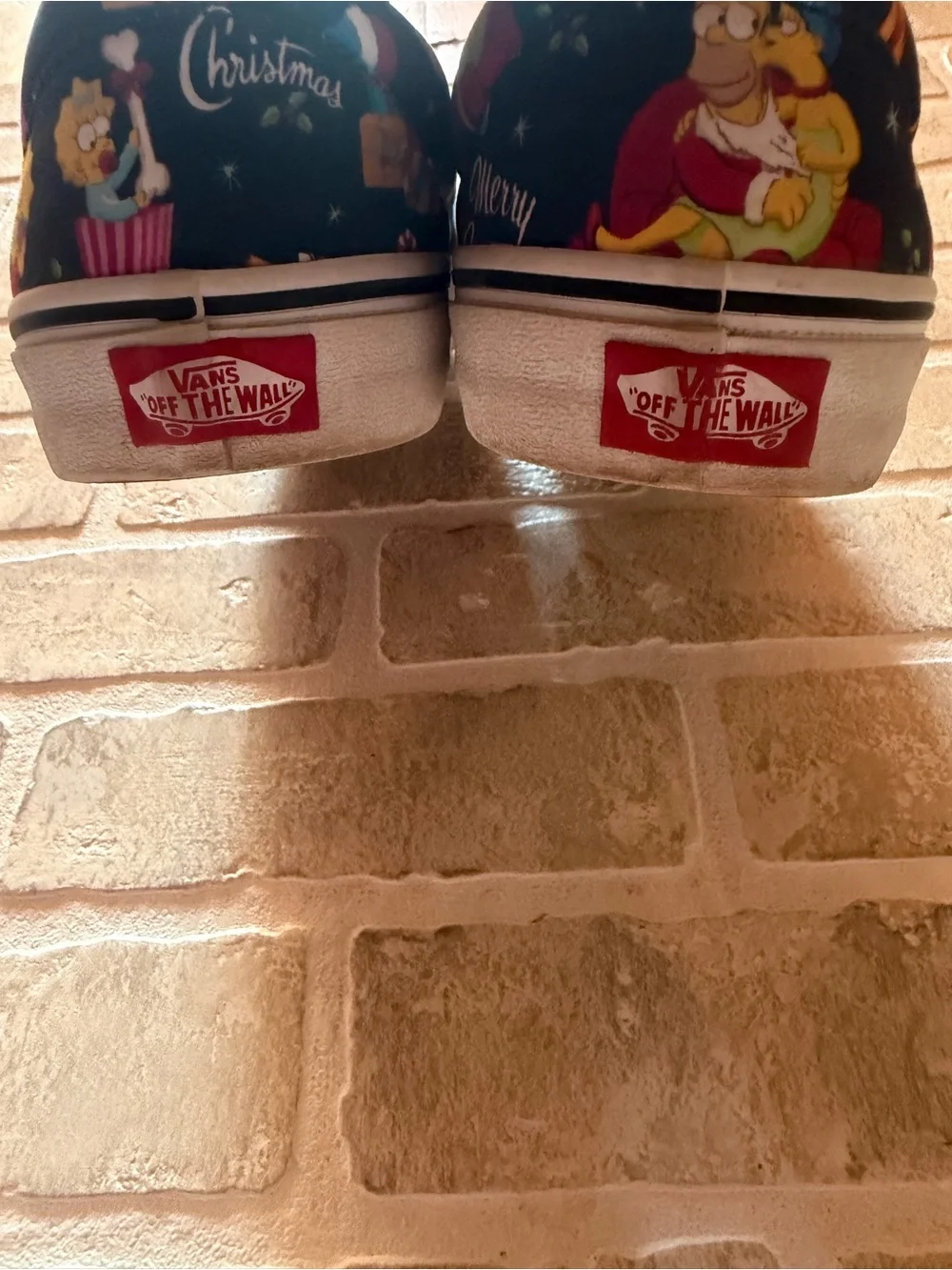 Vans Mens Slip-On Sneakers - Black with Multicolor Christmas Print